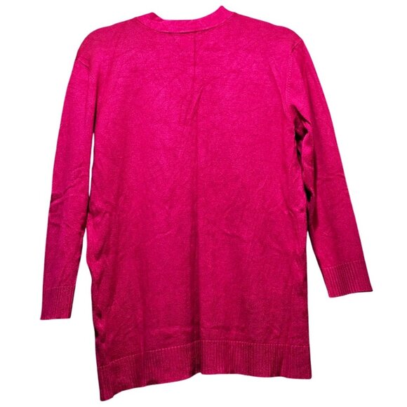 7th Avenue Design Studio Pink V-Neck Sweater L 3/4 Sleeves Rayon/Nylon Womens St - Picture 2 of 7